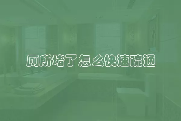 厕所堵了怎么快速疏通