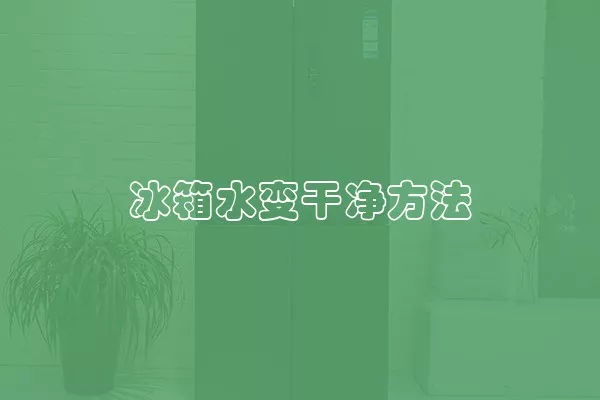 冰箱水变干净方法